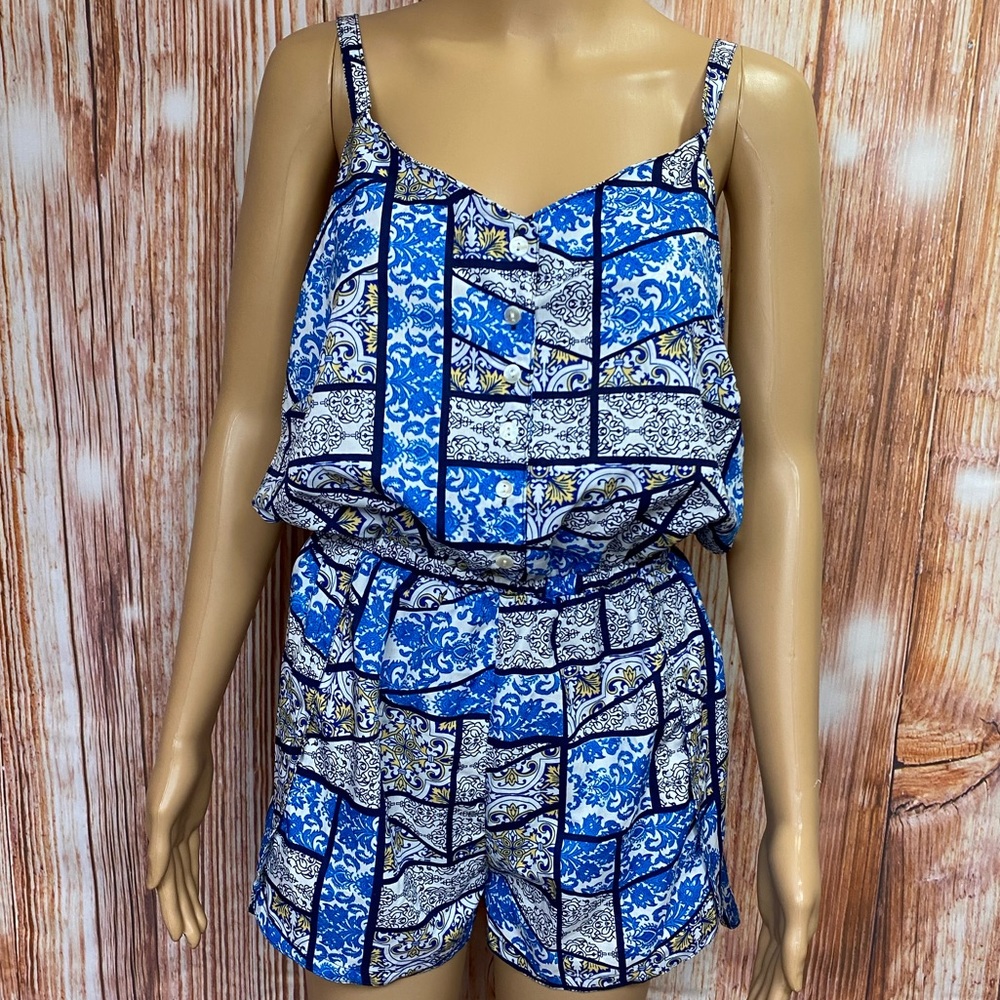 Thread Story Patchwork Print Romper‎